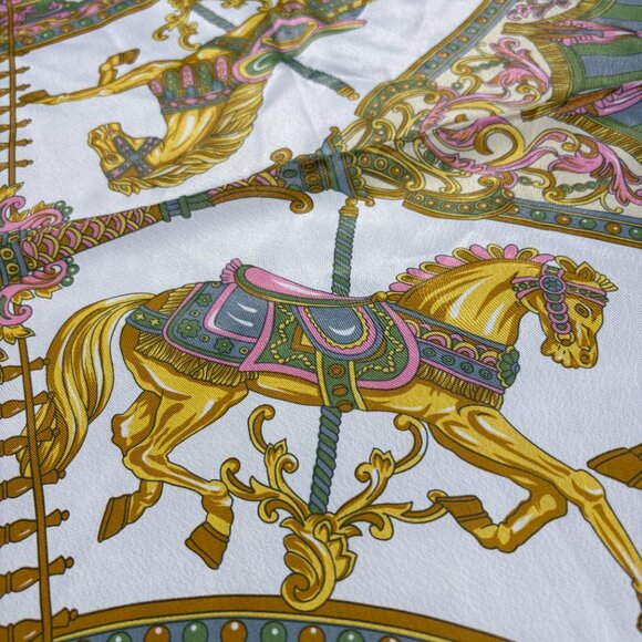 RARE Vintage HERMÈS Carousel Silk Scarf FRANCE 35" - Picture 6 of 9